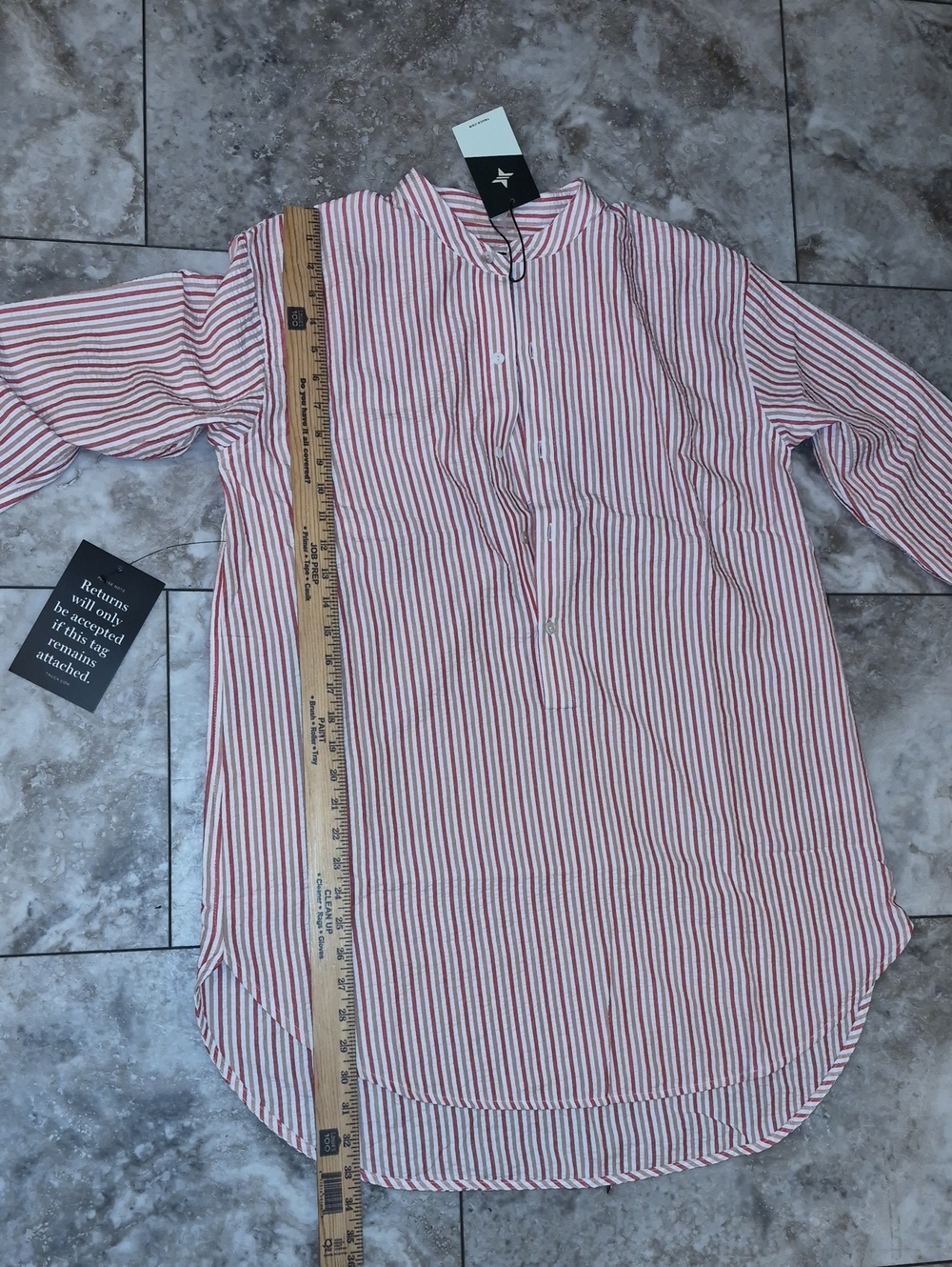 TUCKERNUCK NWT MANDARIN COLLAR STRIPED BUTTON UP SHIRT DRESS SZ SMALL - Picture 5 of 5